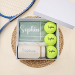 Personalised 3 Tennis Balls Sports Towel Tumbler Gift Set with Name Birthday Party Favors Match Day Club Gift for Tennis Lovers