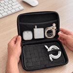 Personalised Monogram Cable Storage Case with Name and Letter Travel Tech Accessory Birthday Gift for Traveller Businessman