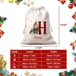 Personalised 3D-Style Artwork Cartoon Character Design Canvas Drawstring Gift Bag with Initial and Name Christmas Gift for Boys Girls