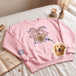 Personalized Multicolour Embroidered Cat Dog Photo Patch Heart Bow T-Shirt Sweatshirt Hoodie with Name Birthday Party Gift for Pet Lovers