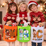 Personalized 3D-Effect Artwork Cartoon Character Photo Waterproof LED Light Bucket Bag with Christmas Initial and Name Christmas Gift for Kids