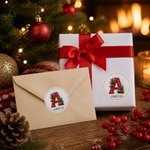 Personalized Christmas Theme Initial Waterproof Sticker Labels with Name Christmas Decor Party Favors for Family Friends