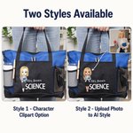 Personalised Teacher Cartoon Character Name Large Tote Bag with Mesh Pocket Back to School Appreciation Gift for Teacher