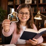 Personalized 3D-Effect Artwork Bookworm Boy Magnetic Bookmark Clip with Name Birthday Back to School Christmas Gift for Book Lover Bookworm