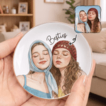 Personalized Watercolor Besties Photo Ceramic Jewelry Dish Home Decor Birthday Christmas Gift for Besties Friends