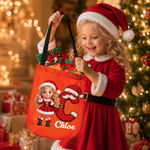 Personalized 3D-Effect Artwork Cartoon Character Photo Waterproof LED Light Bucket Bag with Christmas Initial and Name Christmas Gift for Kids