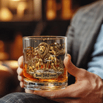 Personalised 3D-Effect Artwork Lion Best Dad Ever 1-5 Children's Name 10 oz Rock Whisky Glass Christmas Birthday Gift for Dad Grandfather