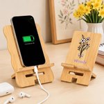 Personalisierter Handyhalter aus Bambus mit Geburtsblume und Namen – für den täglichen Gebrauch im Büro, als Geburtstagsgeschenk für Freunde und Büroangestellte