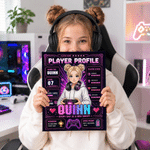 Individuell gestaltete Leinwanddrucke mit Cartoon-Figuren als Spielerprofile und Namen – Wohnaccessoires, Versand aus den USA – Geschenk für Spieleabende und Geburtstage für Kinder und Gamer