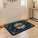 Personalized Indian Festival Religious Mandala Lotus Diya Non-Slip Doormat with Name Home Decor Diwali Deepavali Gift for Family Friends