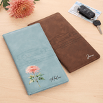 Portadocumenti personalizzato in pelle PU con motivo floreale del mese di nascita, porta targa e porta documenti con nome, ideale per l'uso quotidiano, come regalo di compleanno o per l'acquisto di un