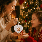 Personalised 3D-Style Artwork Cartoon Kid Photo Heart Circle Ornament with Name Home Decor Christmas Party Gift for Kids Friends