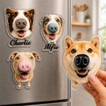 Gepersonaliseerde 3D-koelkastmagneet van acryl met foto van een hondenneus en naam – woondecoratie en verjaardagscadeau voor hondenbezitters en hondenliefhebbers