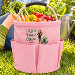 Personalized Birth Flower Cartoon Character Gardening Bag with Text and Name Retirement Birthday Gift for Gardening Lovers