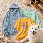 Personalized Multicolour Embroidered Cat Dog Photo Patch Heart Bow T-Shirt Sweatshirt Hoodie with Name Birthday Party Gift for Pet Lovers