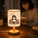 Lámpara de mesa con foto personalizada de un personaje de dibujos animados clásicos, ideal como regalo de cumpleaños o decoración para el hogar para los amantes de los libros y sus familias