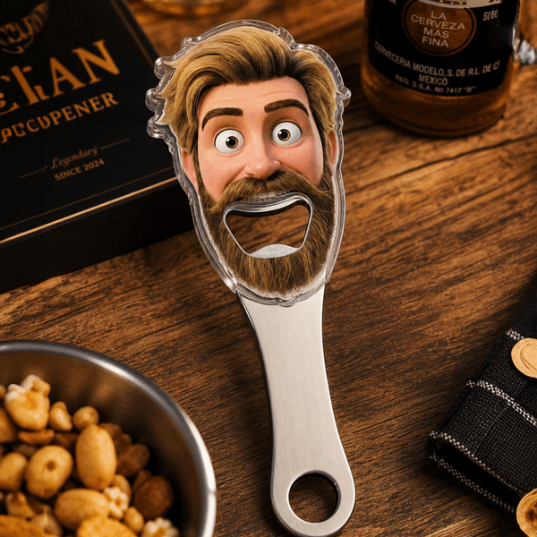Personalized Funny 3D-Style Artwork Face Photo Bottle Opener with Magnet Fridge Decor Wine Accessory Birthday Gift for Drinking Enthusiast