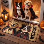Personalized Halloween Vampire 1-3 Pet Photos Welcome Doormat Home Decor Halloween Party Gift for Pet Owners Lovers