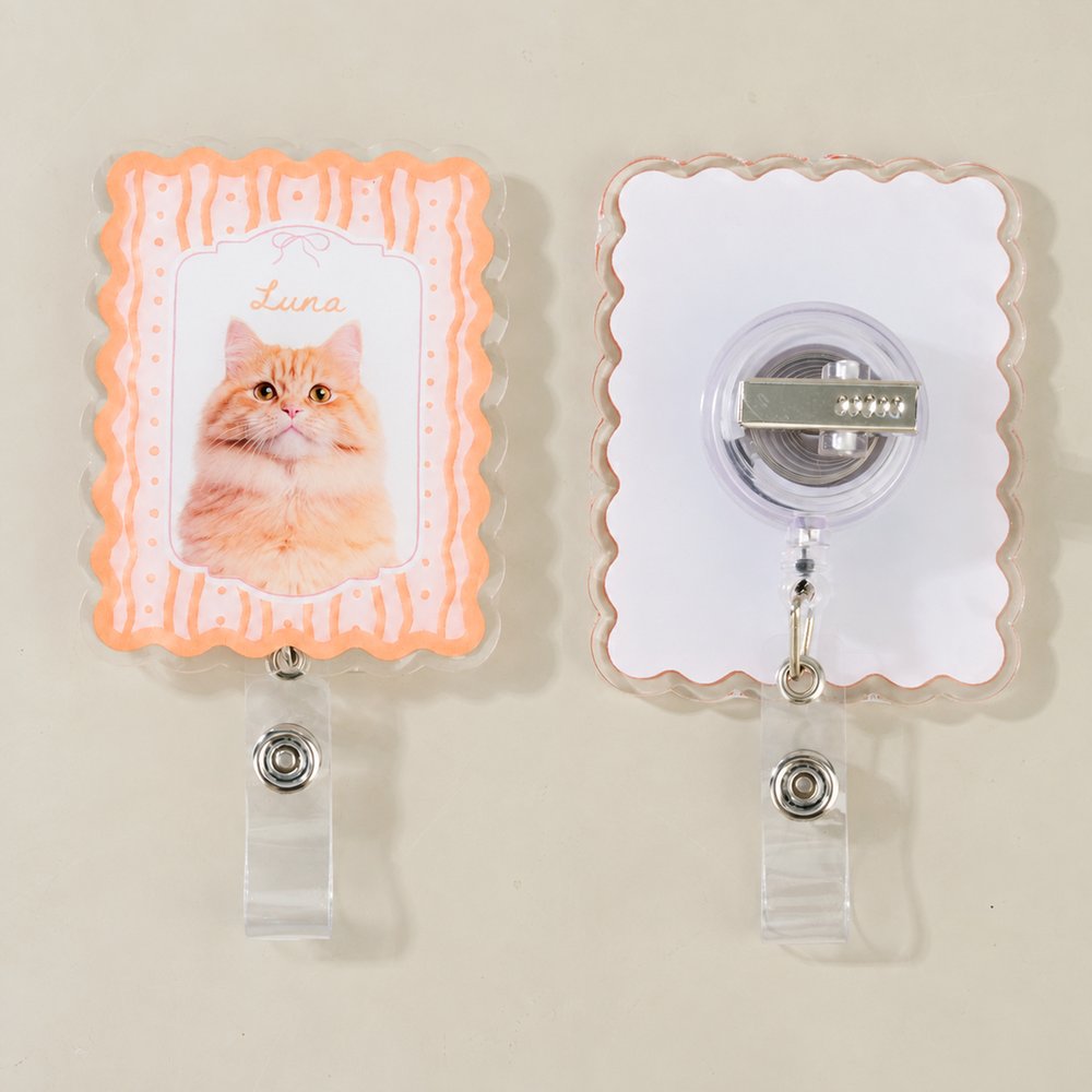 Carrete para tarjetas de identificación personalizado con foto de mascota en acuarela de estilo vintage y nombre: regalo para el Día de la Enfermería, de uso diario, para profesionales sanitarios y am 2