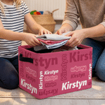 Personlig, flerfarget ordsky-oppbevaringskurv med navn og håndtak – oppbevaring til barnerommet, bursdagsgave til barn og familien 4