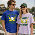 Personalized Retro Savannah Baseball T-shirt with Name Daily Wear Birthday Gift for Family Friend Baseball Player