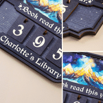 Livres personnalisés style vitrail « Lu cette année » : suivi de lecture avec compteur de pages lues, décoration d'étagère, cadeau d'anniversaire ou de Noël pour les passionnés de lecture