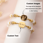 Personalised Heat-Activated Hidden Photo Sea Shell Heishi Beads Bracelet with Engraved Text Memorable Anniversary Birthday Gift for Women Girls