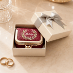 Personalised Birth Flower Portable PU Leather Mini Jewellery Case with Kiss Lock and Name Birthday Gift for Family Best Friend