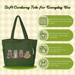 Personalized Cartoon Pet Knitting Design Large Capacity Corduroy Tote Bag Travel Essential Christmas Gift for Family Friends