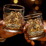 Personalised 3D-Effect Artwork Lion Best Dad Ever 1-5 Children's Name 10 oz Rock Whisky Glass Christmas Birthday Gift for Dad Grandfather