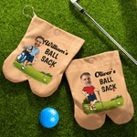 Personalized Funny Cartoon Golf Player Photo Golf Ball Bag Sack with Name and 2 Golf Balls Golf Field Accessories Birthday Gift for Golfer Golf Player