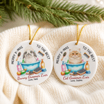 Gepersonaliseerd, schattig keramisch ornament met cartoonafbeelding van een huisdier en foto, met naam – woondecoratie, kerstcadeau voor trimmers en hondenbezitters