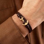 Personalized Anchor Unique PU Leather Bracelet with Name Daily Wear Birthday Gift for Man Husband