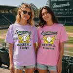Personalized Retro Savannah Baseball T-shirt with Name Daily Wear Birthday Gift for Family Friend Baseball Player