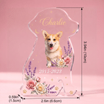 Individuelles Blumen-Hundeporträt – Acryl-Ornament in Sternform mit Name und Jahr – Wohnaccessoire, Gedenkgeschenk, Beileidsgeschenk bei Verlust eines Haustieres für Tierhalter