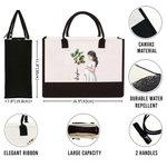 Personalised 3D-Style Art Pregnant Mum Character Birth Flower Tote Bag Portable Makeup Bag with Name Baby Shower Gift for Expecting Mothers