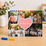 Gepersonaliseerde ABS-bouwsteenpuzzel met hartjespatroon voor 4 foto’s en tekst – kamerdecoratie, verjaardags- en kerstcadeau voor koppels en gezinnen