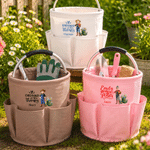 Personalized Birth Flower Cartoon Character Gardening Bag with Text and Name Retirement Birthday Gift for Gardening Lovers