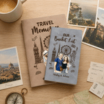 Personalized Travel Couple Photo World Landmark Buildings A5 A6 PU Leather Notebook with Names Anniversary Travel Gift for Couples Travelers