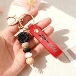 Personalised Birth Flower PU Leather Keychain with Name and Daisy Bead Charm Birthday Wedding Party Gift for Family Best Friend