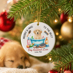 Gepersonaliseerd, schattig keramisch ornament met cartoonafbeelding van een huisdier en foto, met naam – woondecoratie, kerstcadeau voor trimmers en hondenbezitters