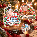 Gepersonaliseerde acrylversiering met foto van de baby’s eerste kerst, voorzien van naam en jaartal – Woonaccessoire en kerstcadeau voor pasgeborenen en kersverse ouders