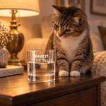 Personlig «Leave It It’s For The Cat»-whiskyglass på 10 oz med inngravert navn – bursdagsgave til katte- og whiskyelskere