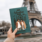 Personalized Travel Couple Photo World Landmark Buildings A5 A6 PU Leather Notebook with Names Anniversary Travel Gift for Couples Travelers