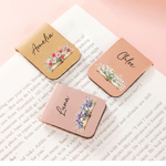Marque-page magnétique personnalisé en cuir PU avec motif de papillon et fleur de naissance, personnalisé au nom du destinataire. Accessoire de lecture pour un usage quotidien, cadeau d'anniversaire i