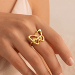 Personalized Minimalist Butterfly Cutout Design Sterling Silver Ring with Name Anniversary Birthday Gift for Women Girlfriend Bridesmaid