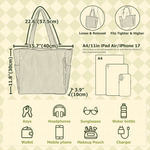 Personalized Cartoon Pet Knitting Design Large Capacity Corduroy Tote Bag Travel Essential Christmas Gift for Family Friends