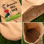 Personalized Funny Cartoon Golf Player Photo Golf Ball Bag Sack with Name and 2 Golf Balls Golf Field Accessories Birthday Gift for Golfer Golf Player