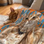 Personalized Watercolor Style Pet Portrait Soft Throw Beanie Pet Blanket with Name Home Decor Birthday Pet Memorial Gift for Dog Cat Pet Owners Lovers