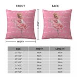 Personalized Birth Flower 3D-Effect Artwork Cartoon Ballet Girl Soft Throw Pillow Cover with Name Home Decor Birthday Gift for Ballerina Dancer Girl